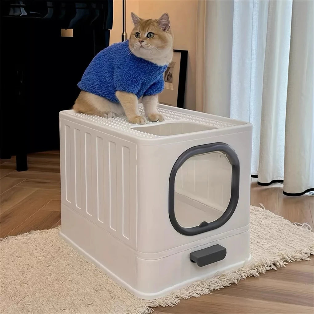 Leak-proof Enclosed Cat Litter Box With Pull Drawer