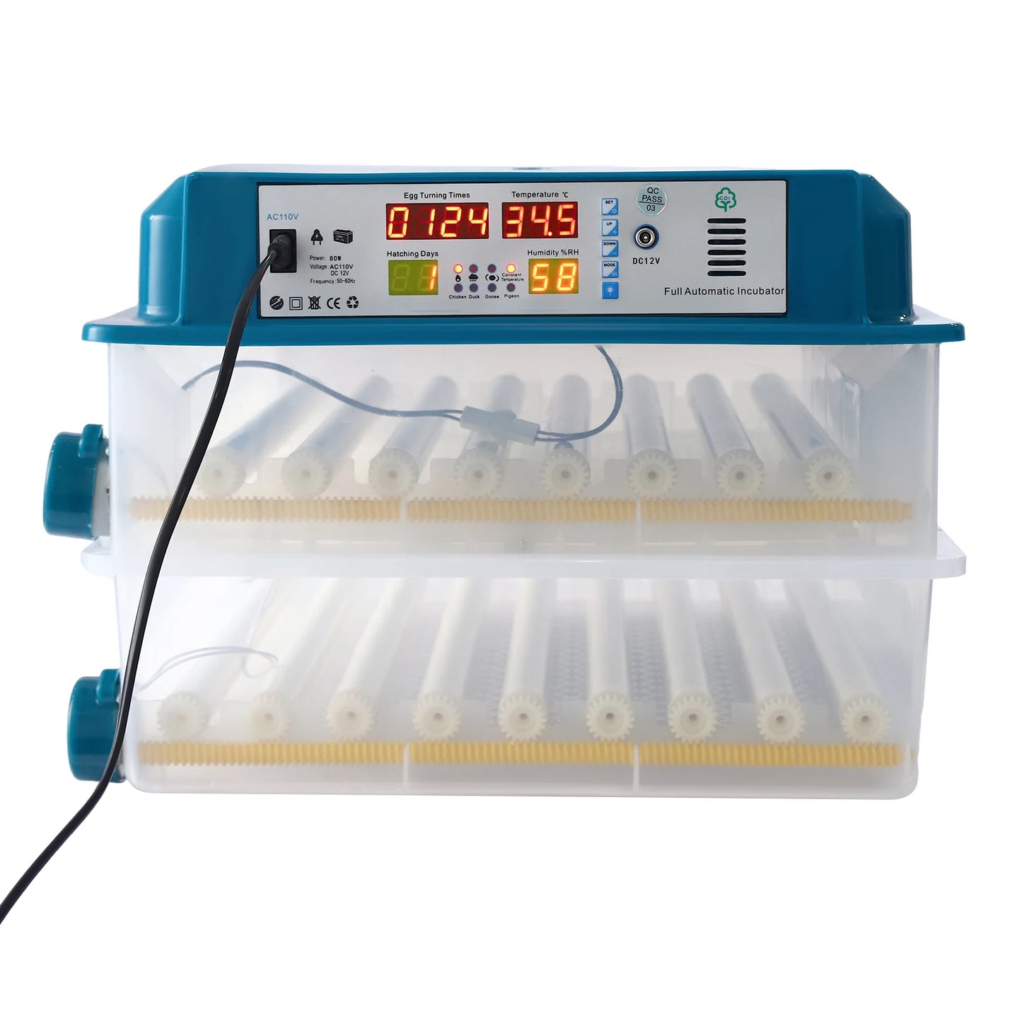 120 Eggs Intelligent Incubator, 360°Automatic Egg Turning & Temperature Control & 5 Incubation Modes