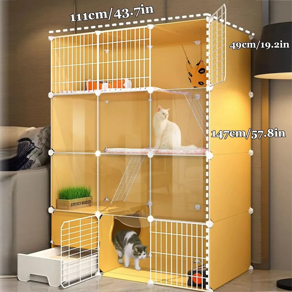 Indoor Large Cat Cage With Litter Box 3-Tier