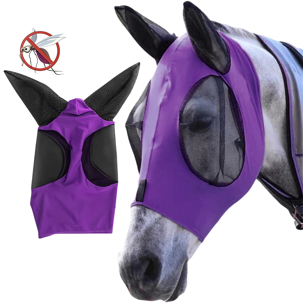 Stretchy Horse Fly Mask With Ear Protection