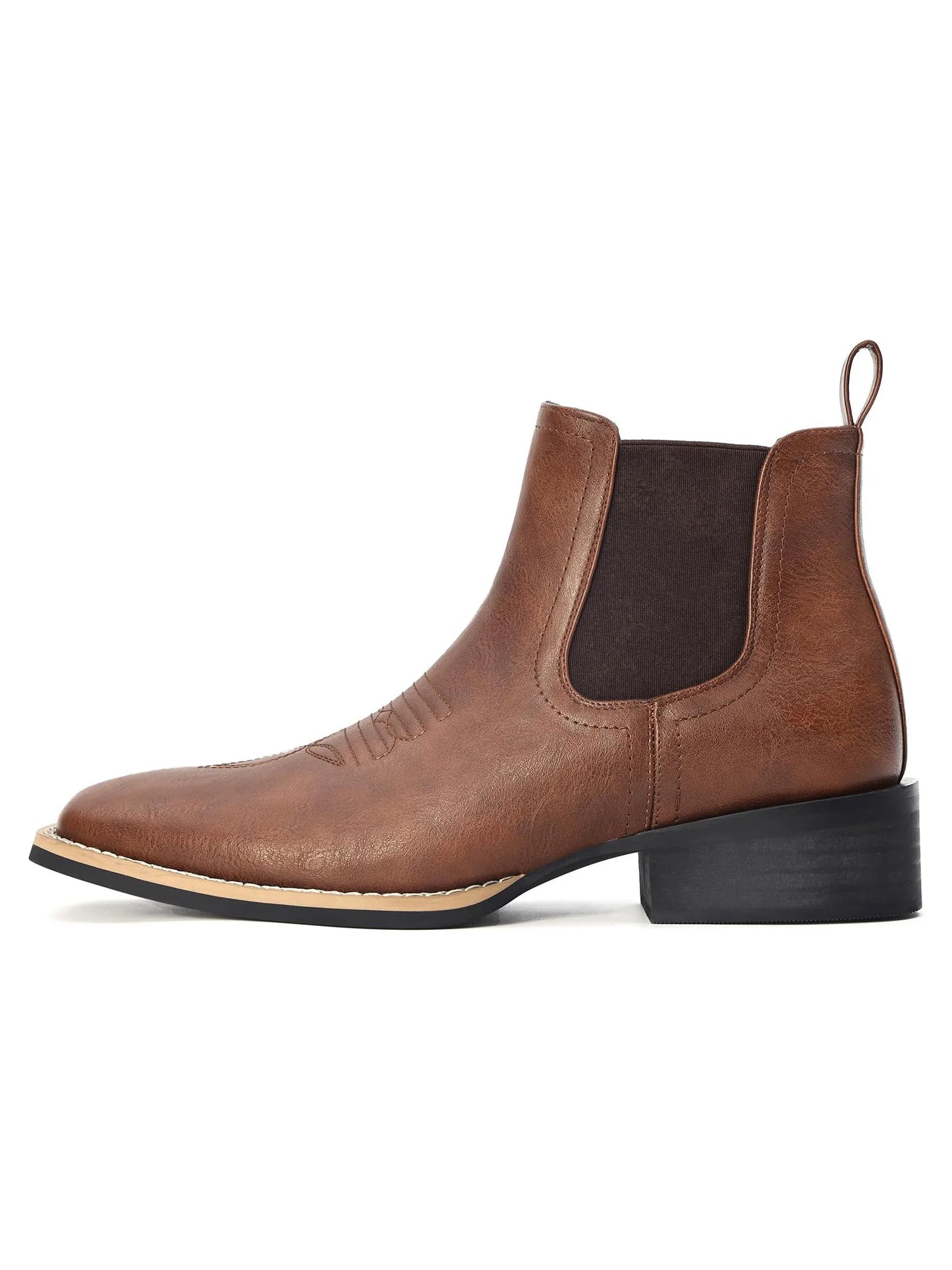Western Cowboy Boots for Men - Square Toe, Ankle