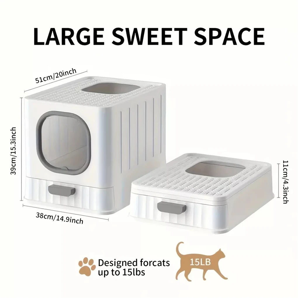 Leak-proof Enclosed Cat Litter Box With Pull Drawer
