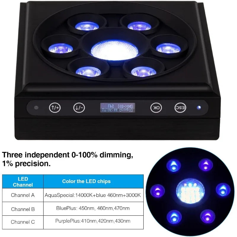 60Watts Reef Light for Coral Sunrise/Sunset/Moonlight Timer for Marine/Saltwater Aquarium