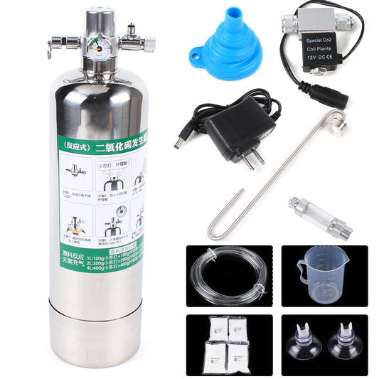 Aquarium Stainless Steel Kit CO2 Cylinder Generator System Carbon Dioxide Reactor Kit