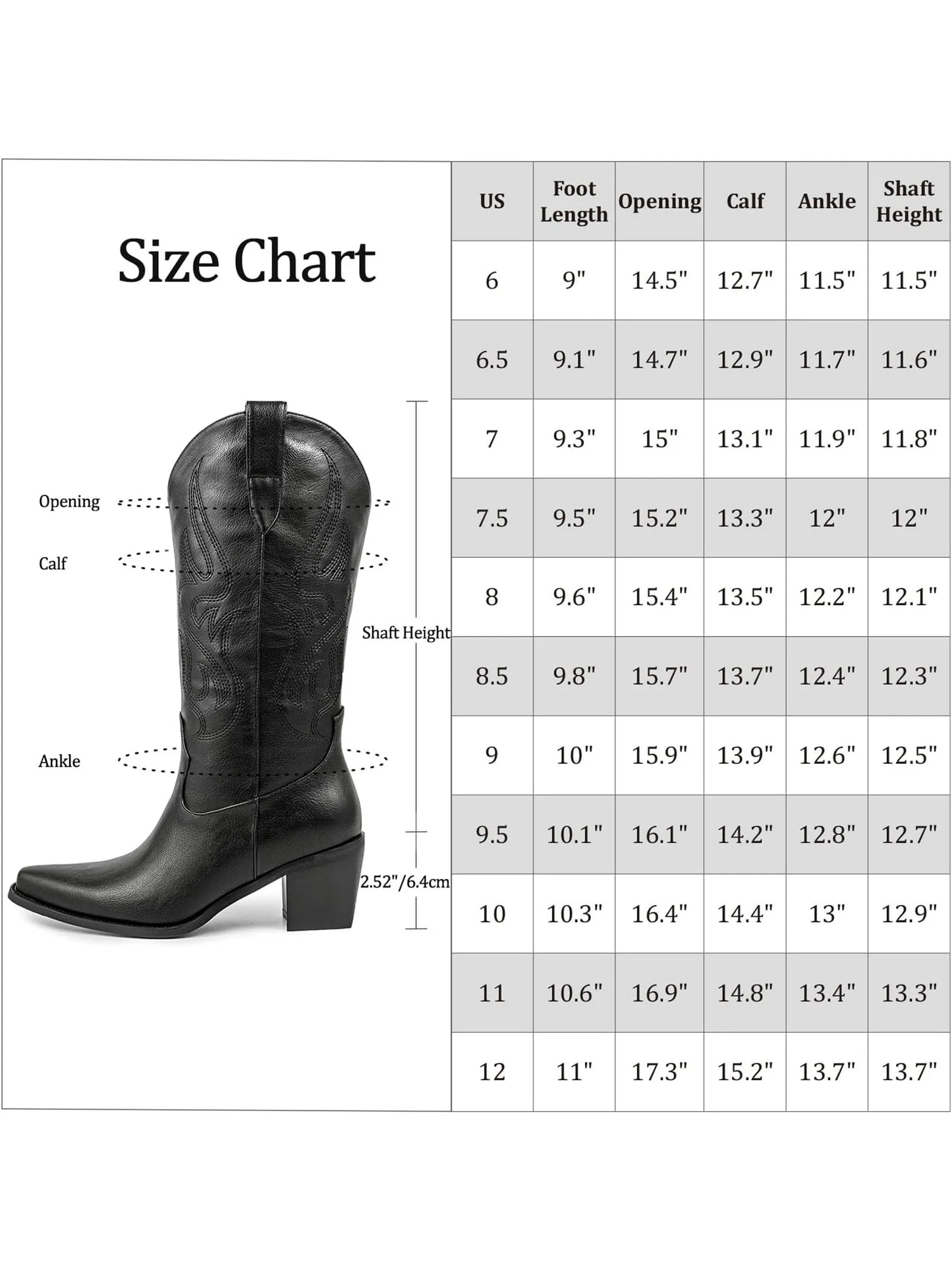 Cowboy Boots for Women, Mid Calf