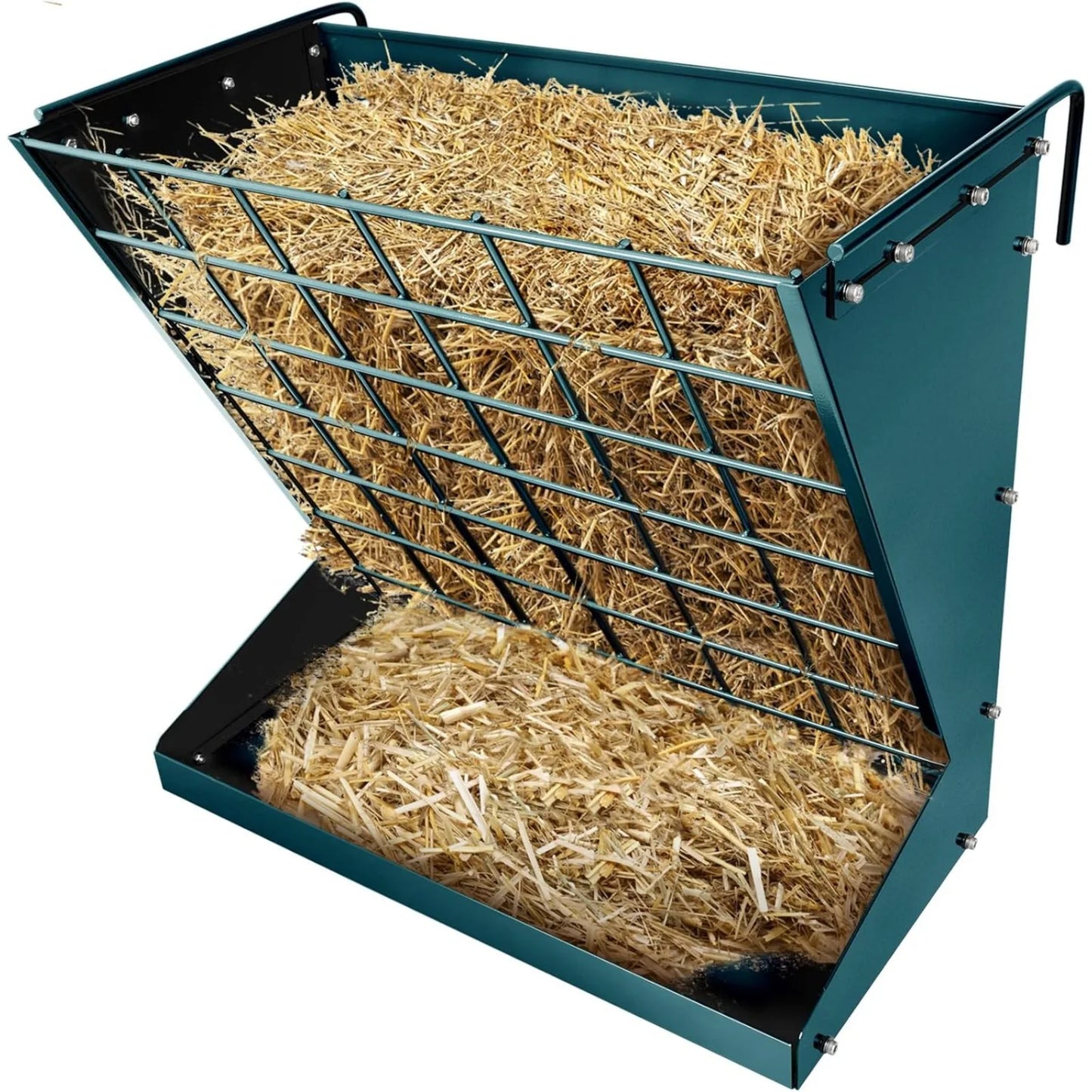 US Wall Mount, Heavy-Duty Hay Rack, Galvanized 2 in 1 Hay And Grain Feeder