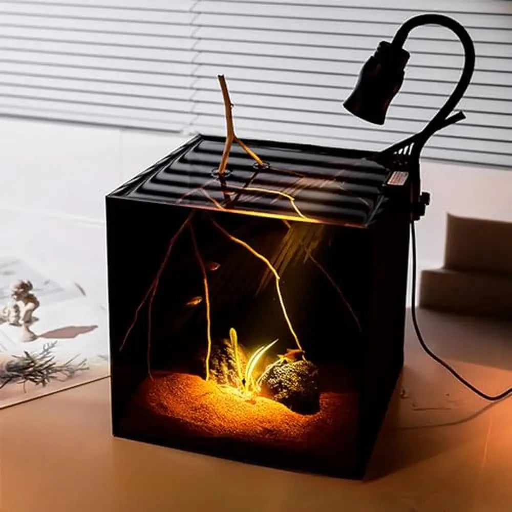 4 Gallon Low Iron Glass Fish Tank Starter Kit Adjustable-Focus Lighting Transparent Waterfall Filter