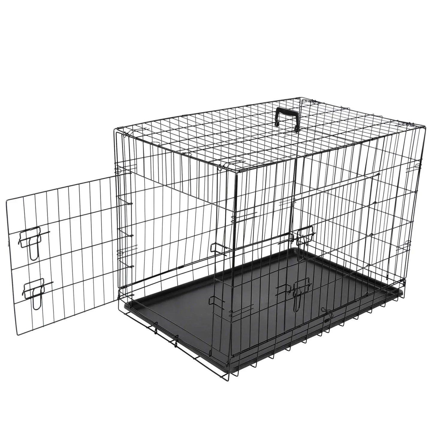 US Metal Pet Crate 2 Door with Pan, Black, 30 ", 36", 42"