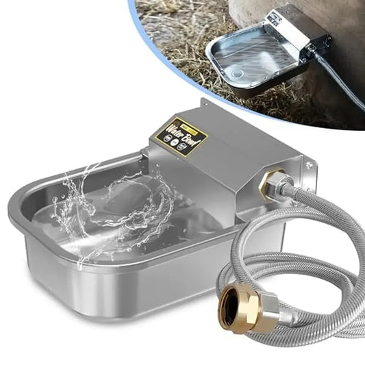 Stainless Steel Automatic Water Bowl 88oz Dogs Livestock Outdoor Use