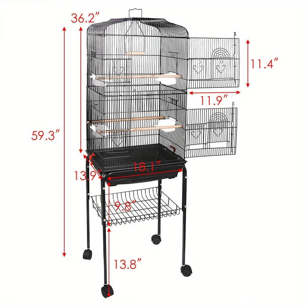 Bird Cage Steel Top For Large Birds With Rolling Wheels