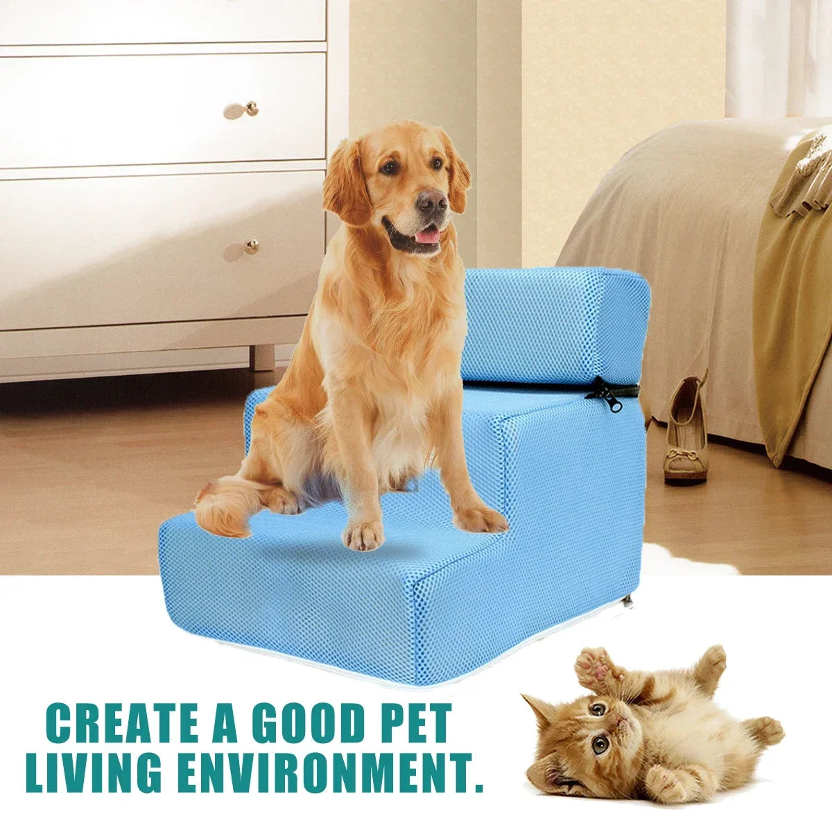 Pet Stairs With Removable Washable Cover