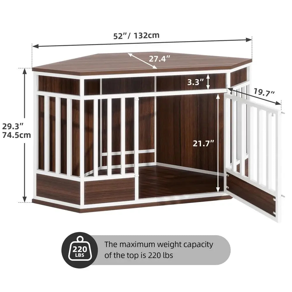 52" Heavy Duty Large Wooden Corner Dog Crate