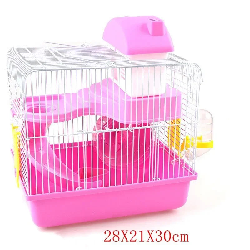 Double-Story Hamster Villa Cage With Feed Bowl And Accessories