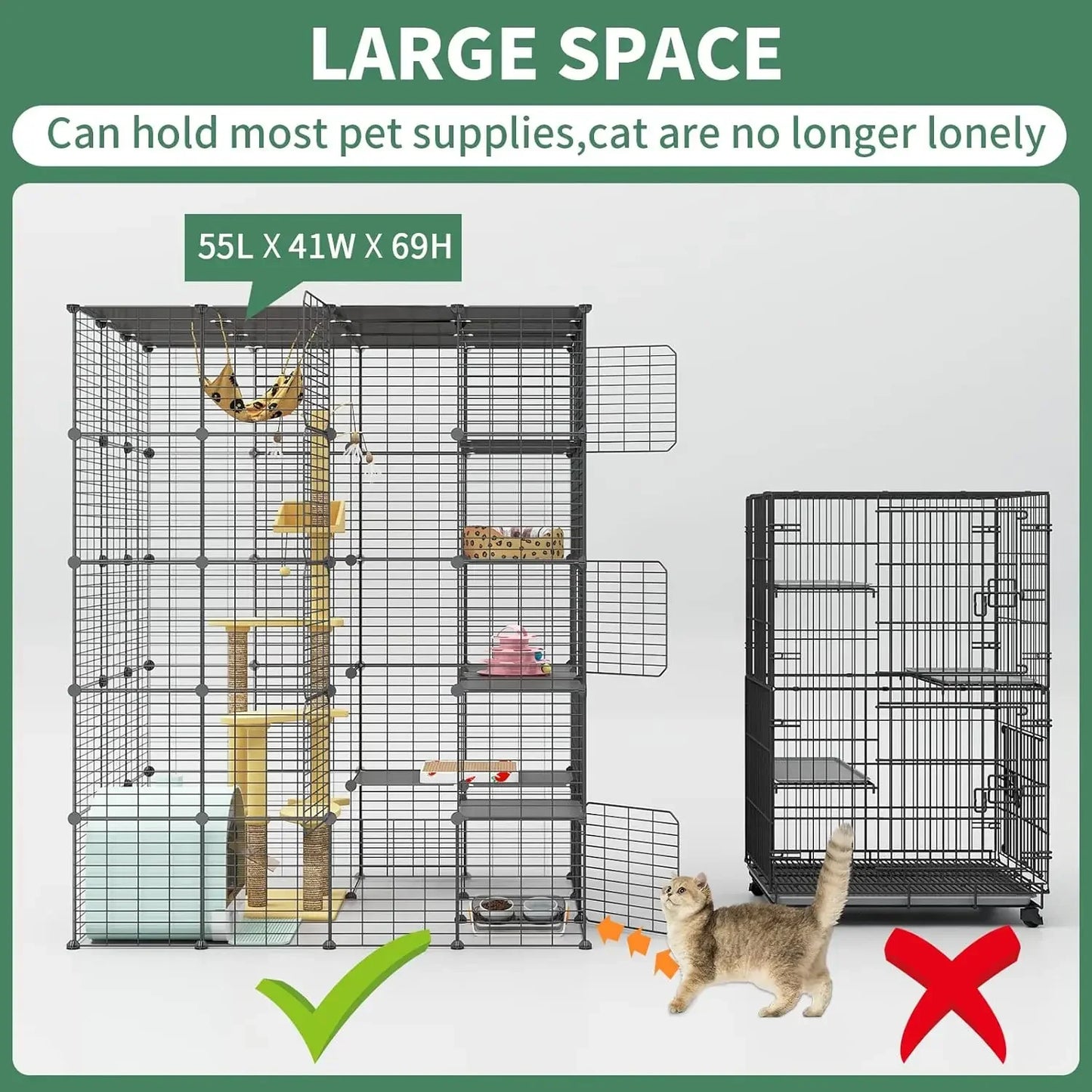 Large Indoor Cat Cage Metal Wire Ideal for 1-4 Cats