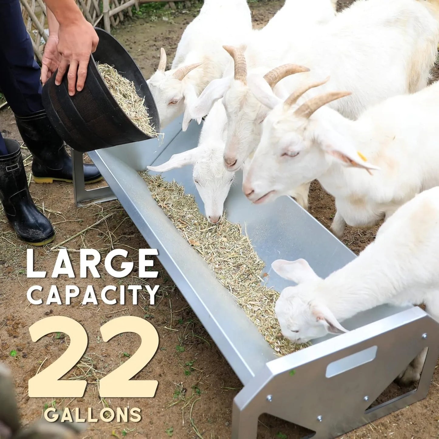 45" Long Heavy Duty, Large Capacity Galvanized Steel Livestock Feeding Trough