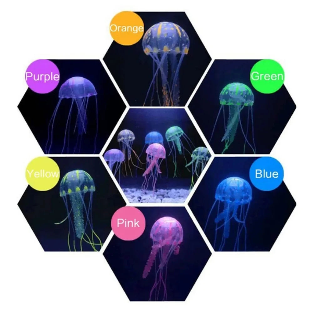 JJYY Artificial fluorescent jellyfish, luminous fish tank decoration