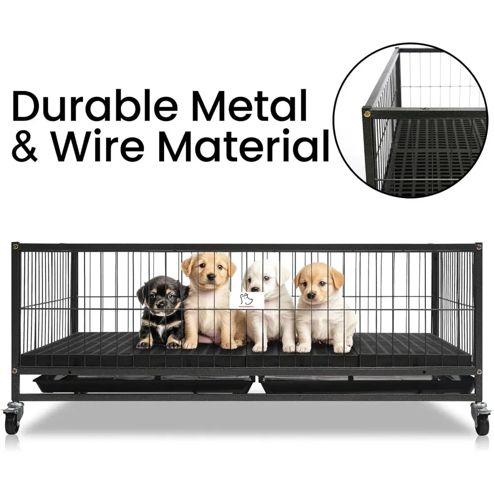 43" Dog Whelping Box for Puppies, Metal for Small/Medium Dogs