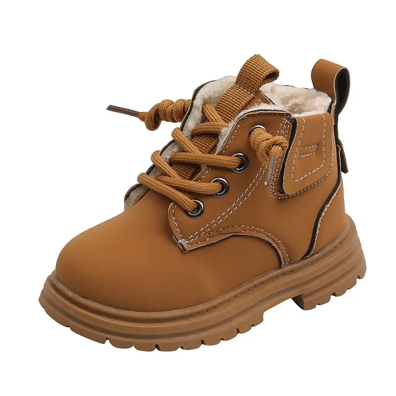 Children's Warm Short Leather Boots