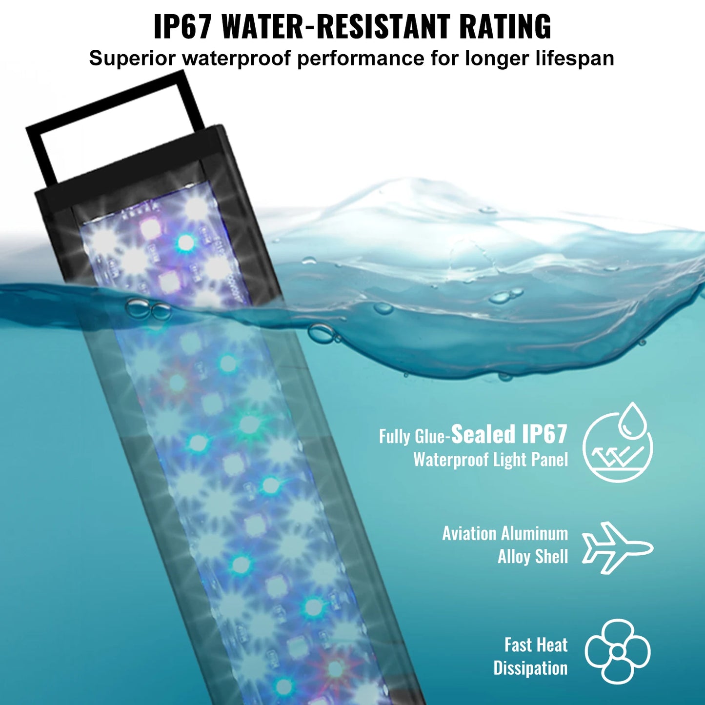 Fish Tank Light W/ 5-Level Brightness, Extendable Brackets