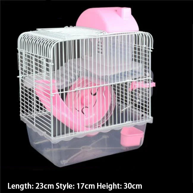 Double-Story Hamster Villa Cage With Feed Bowl And Accessories