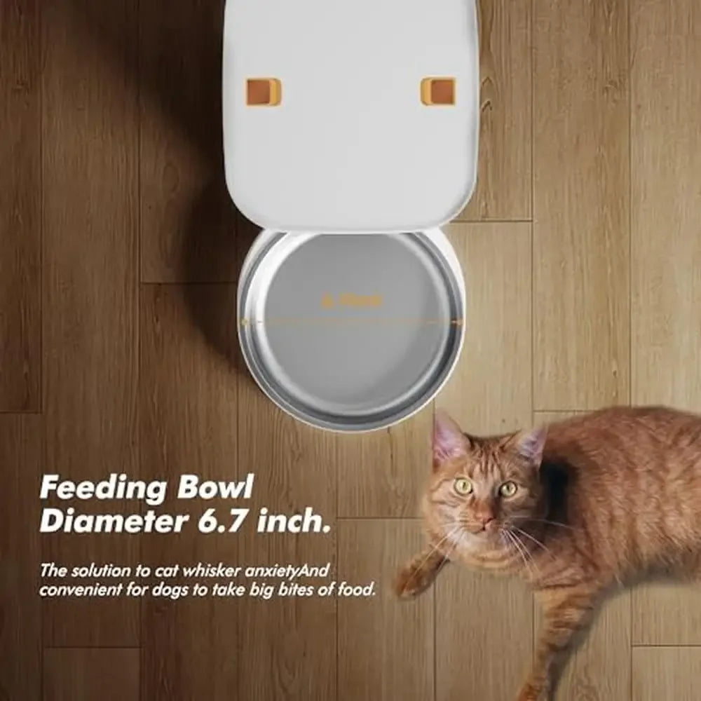 LCD Automatic Pet Feeder 8L Large Capacity Timing & Dosing Stainless Steel Bowl Dual Power Supply