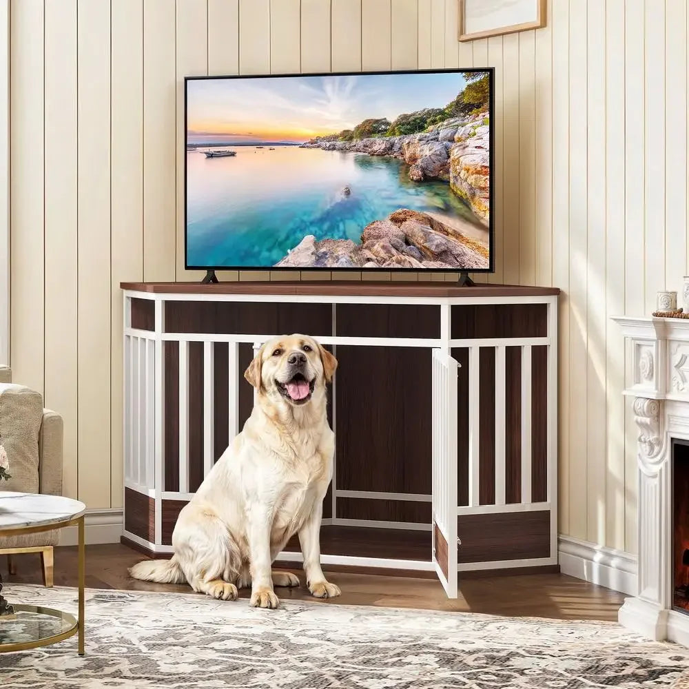 52" Heavy Duty Large Wooden Corner Dog Crate