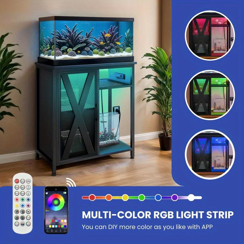 30 Gallon Metal/Wood Aquarium Stand With Electrical Outlet