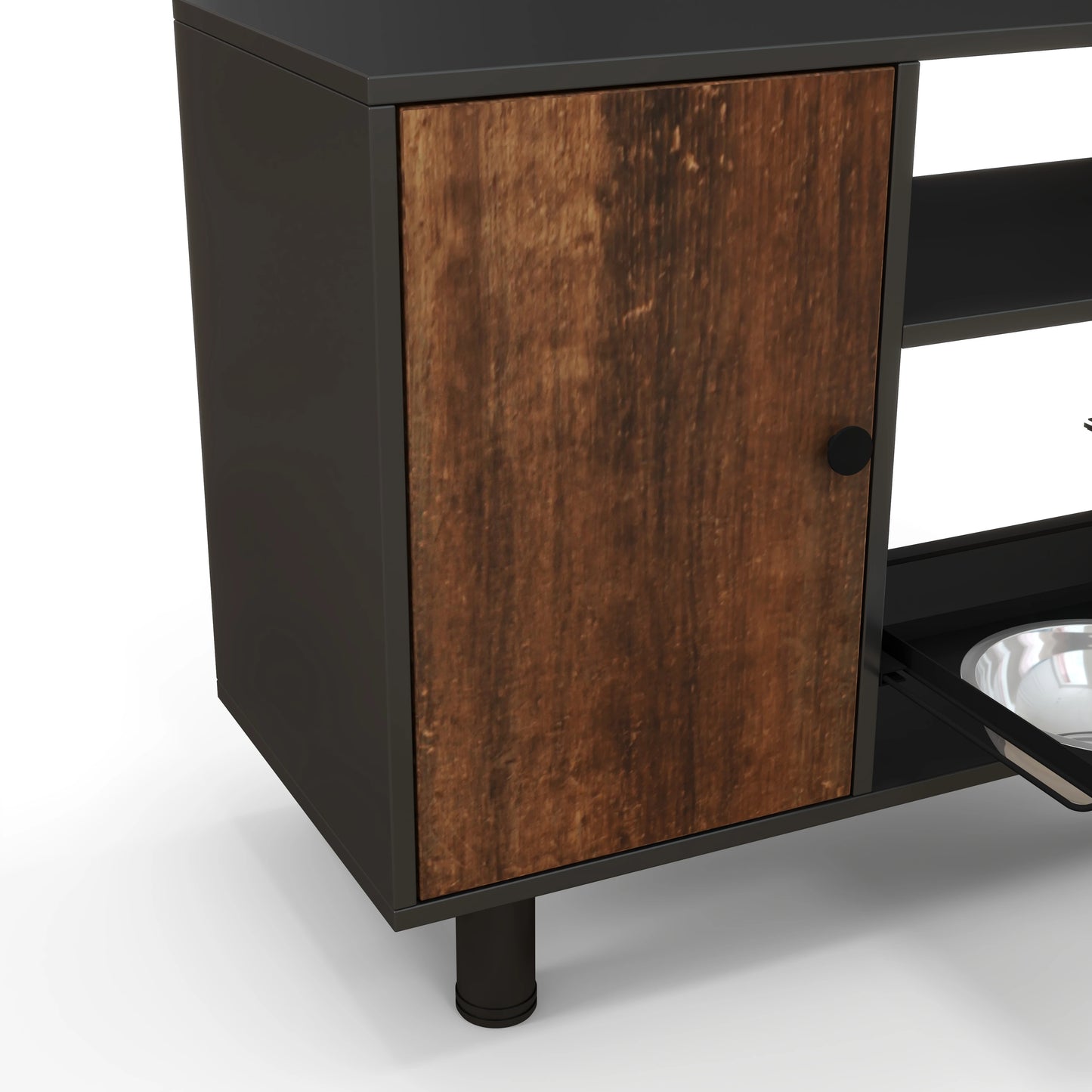 Large Pet Feeding and Storage Cabinet with Stainless Steel Bowls
