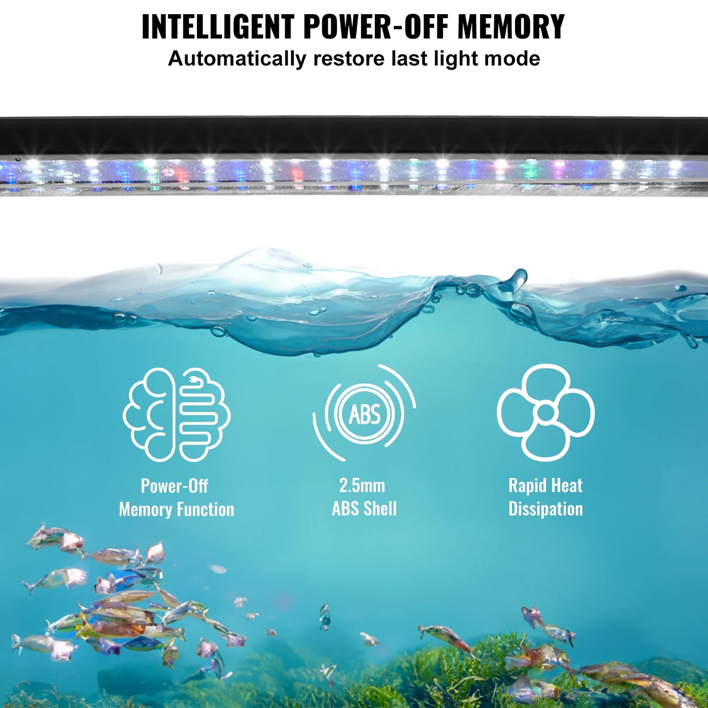 Aquarium Light 26W Full Spectrum Fish Tank Light w/ Adjustable Brightness & Timer