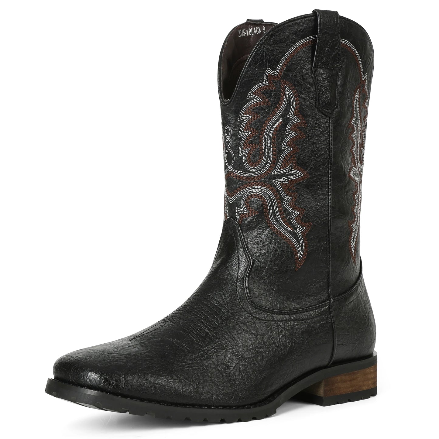 Fashion Retro Square Toe Cowboy Boots Luxury Embroidered