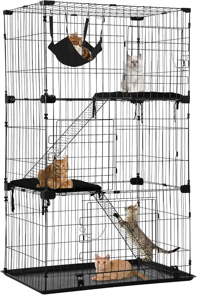 3-Tier 67 Inch Cat/Ferret Enclosure With Hammock, 3 Front Doors