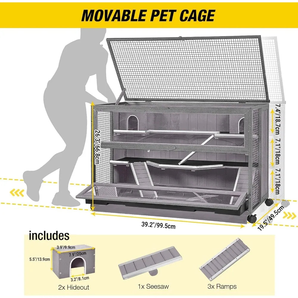 Hamster/ Guinea Pig Cage Metal Frame Rat House With Aluminum Edge