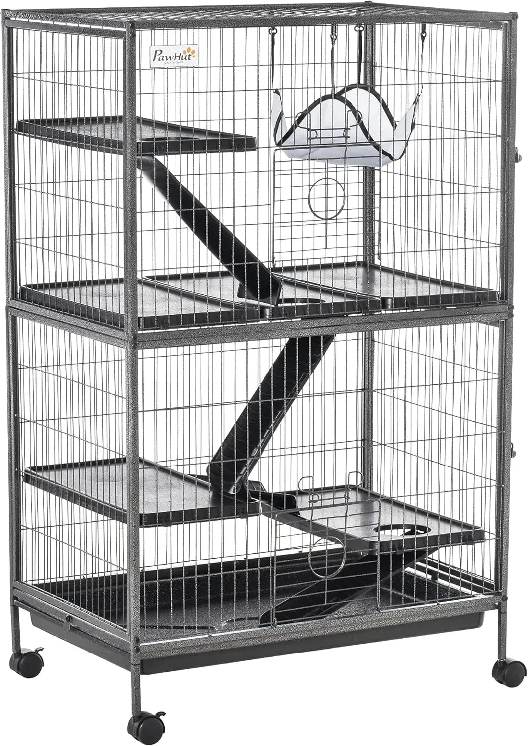 50" 5-Tier Small Animal Cage, Ferret Cage, Large Chinchilla Cage with Hammock Accessory & Heavy-Duty Steel Wire, Small An
