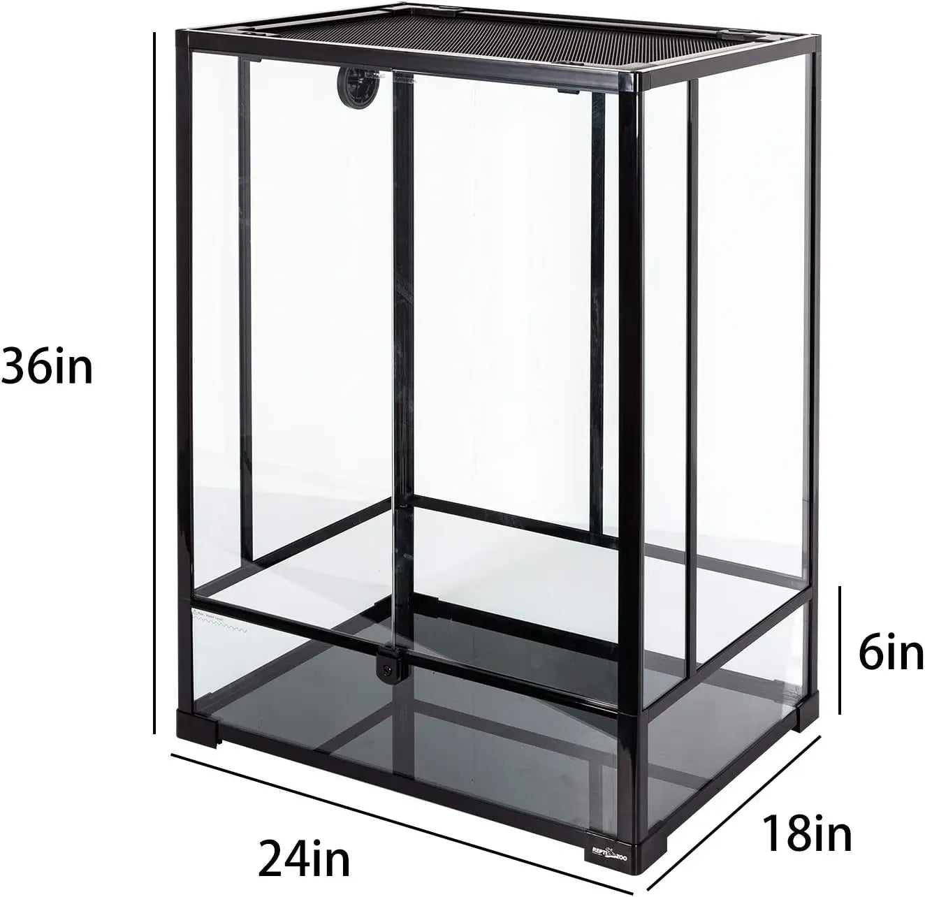 24"x18"x36"Reptile Tall Glass Terrarium, 67 Gallon, Double Hinge Door With Screen Ventilation