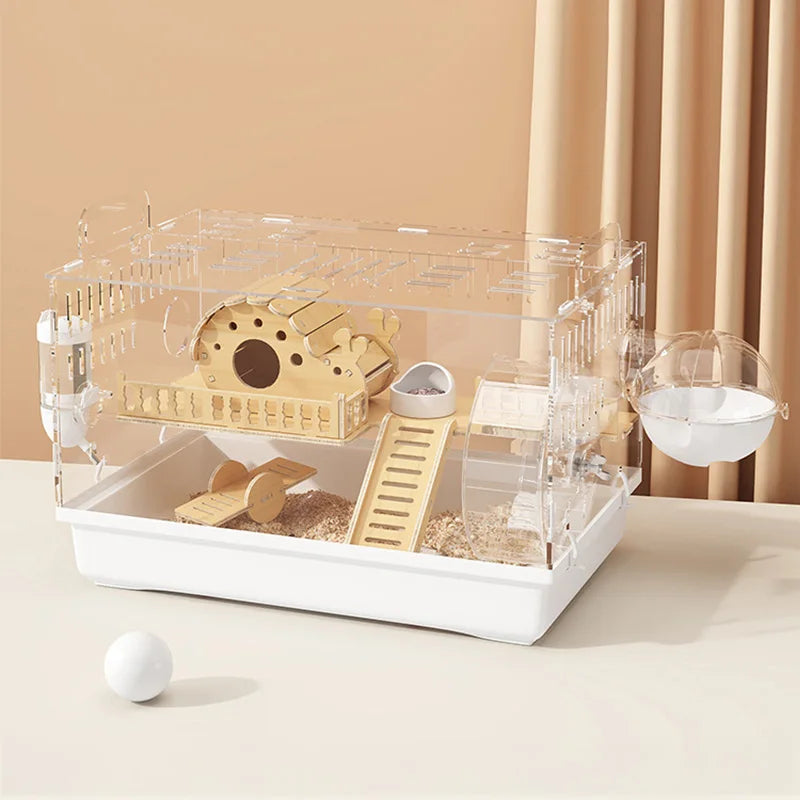 8 In 1 Acrylic Hamster Cage Wooden Accessories & Toys