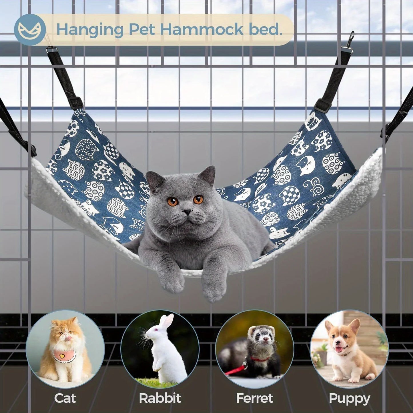 Cat Hanging Hammock Reversible