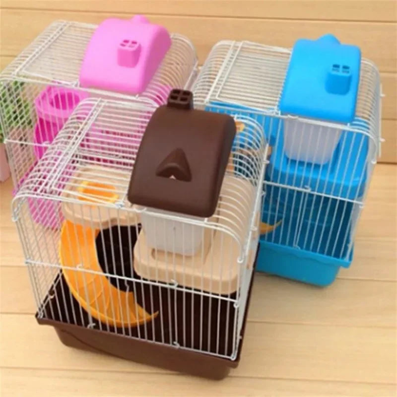 Double-Story Hamster Villa Cage With Feed Bowl And Accessories