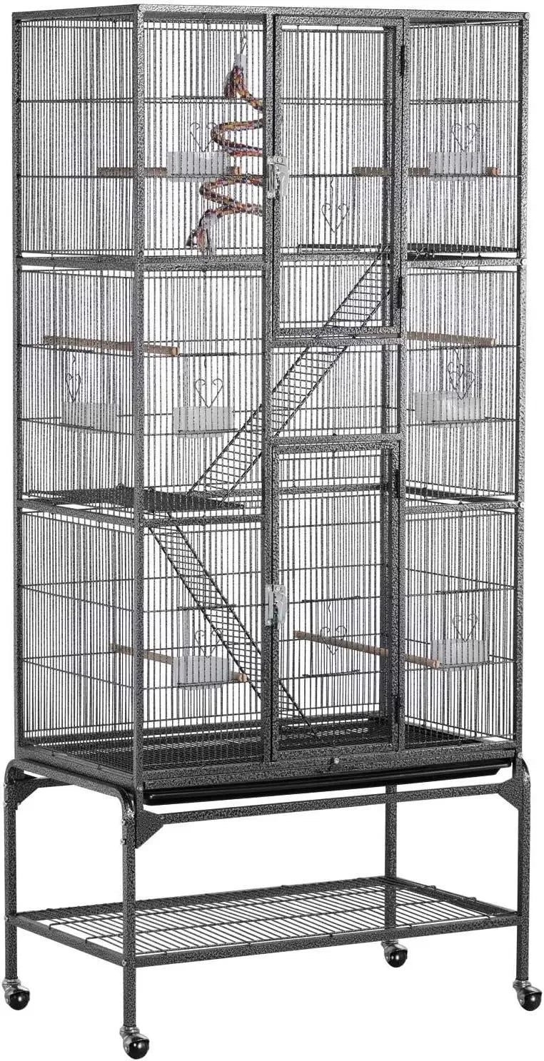 69-Inch Extra Large, 3 Level Ferret, Chinchilla, Sugar Glider Squirrel, Small Animal Cage With Cross Shelves