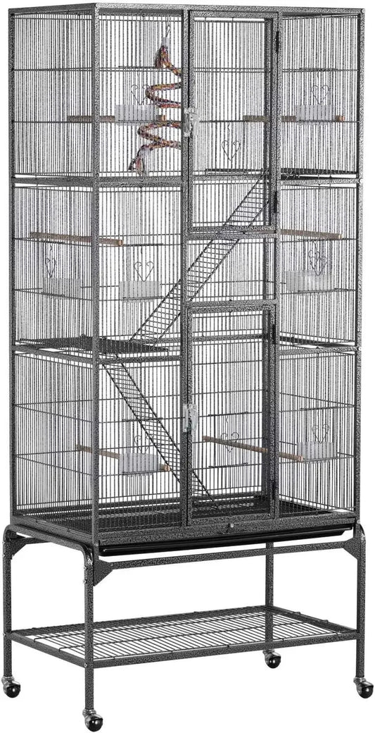 69-Inch Extra Large, 3 Level Ferret, Chinchilla, Sugar Glider Squirrel, Small Animal Cage With Cross Shelves