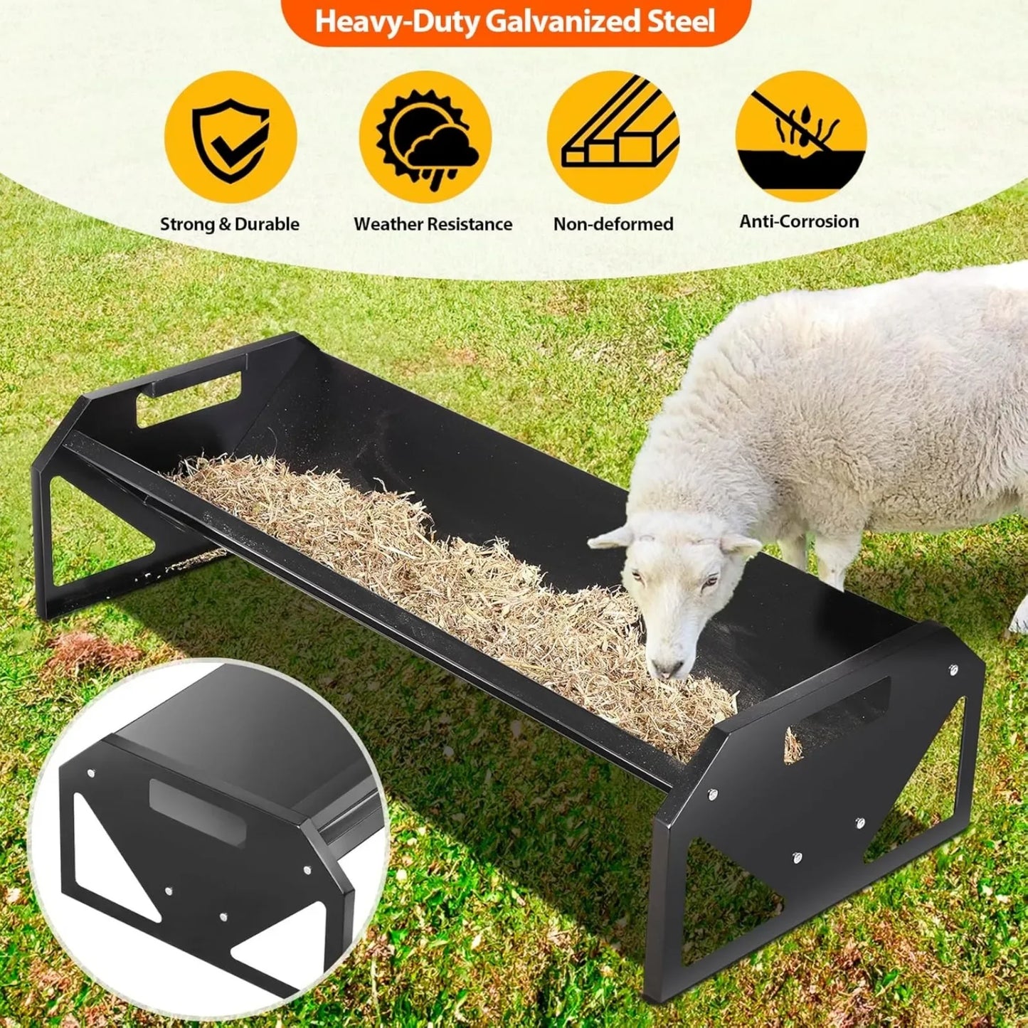 US 44.2" Long, Heavy-Duty Large Capacity Livestock Feeder